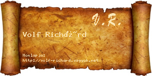 Volf Richárd névjegykártya